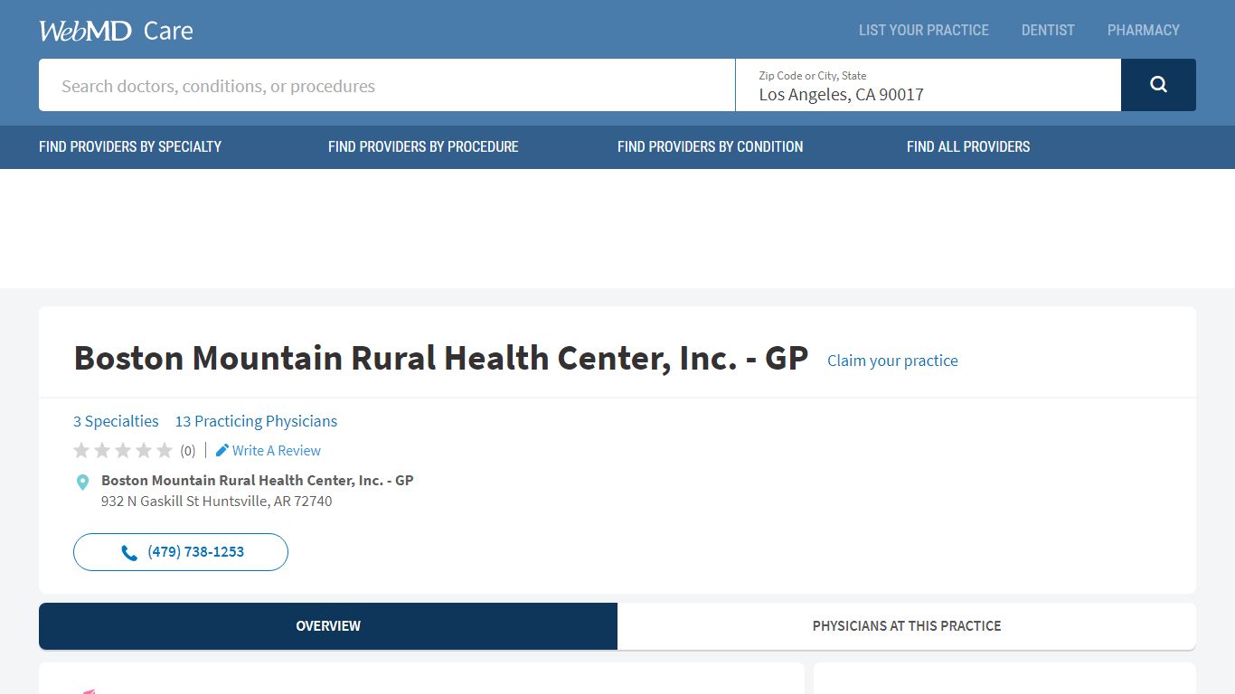 Boston Mountain Rural Health Center, Inc. - GP in Huntsville, AR - WebMD