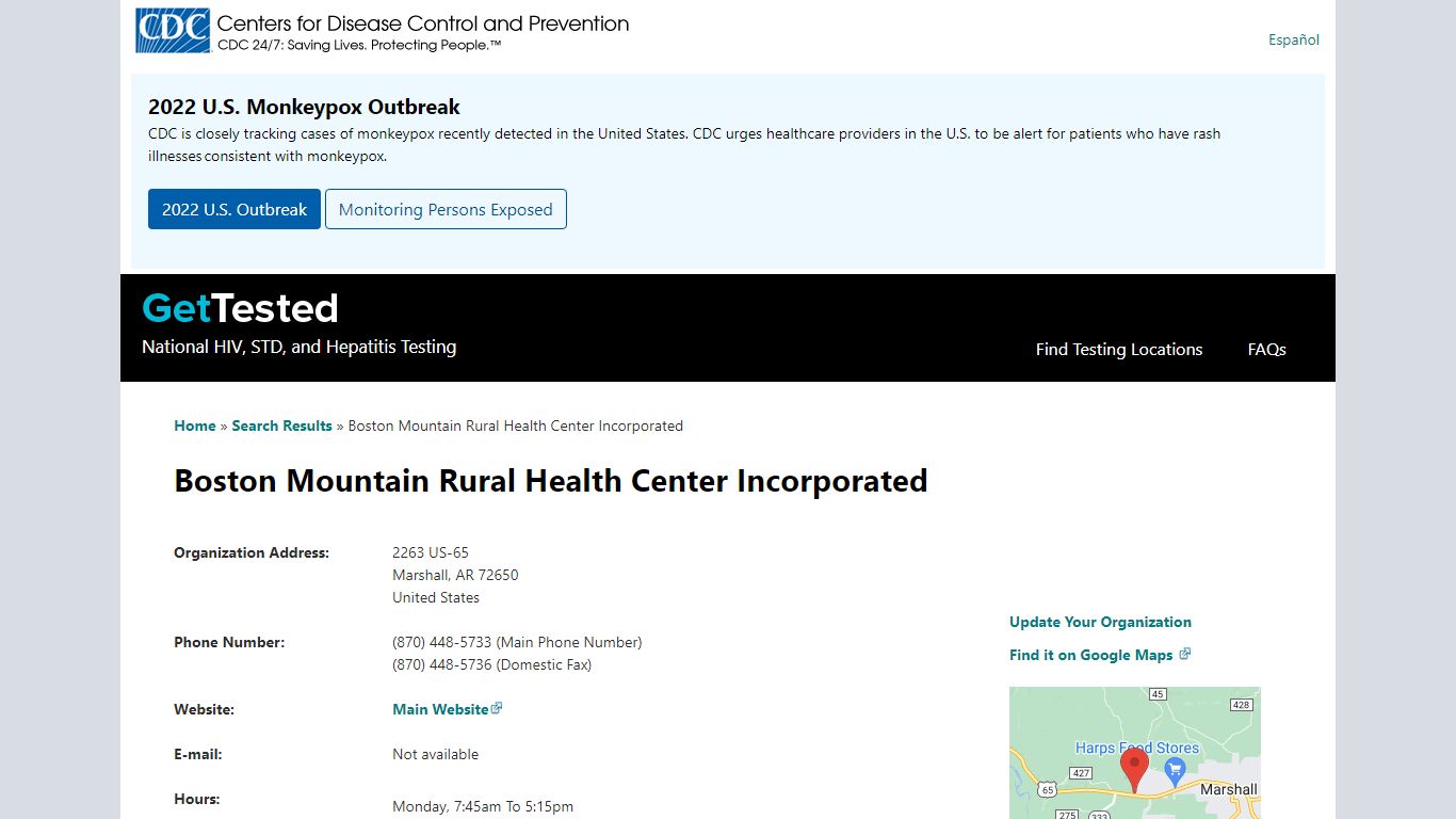 Boston Mountain Rural Health Center Incorporated | Get Tested